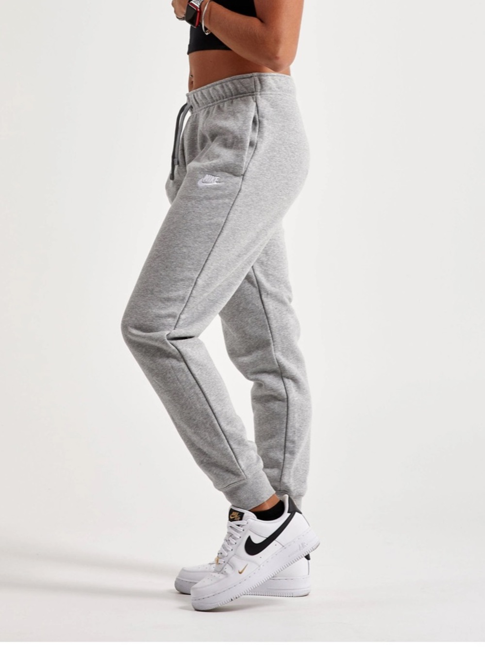 Nike Grey Women's Fleece Joggers with Cuffed Ankles